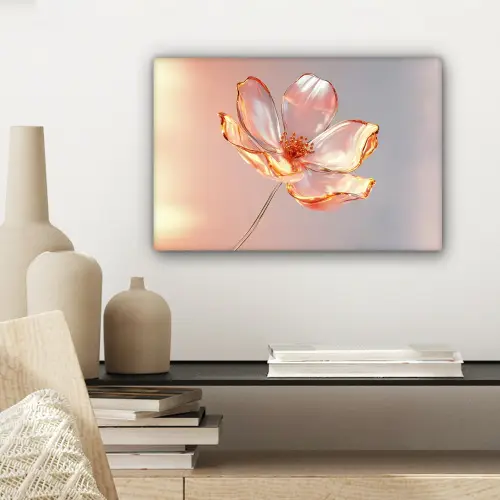 Glazen - Bloem - Roze canvas 2cm klein -sfeer6