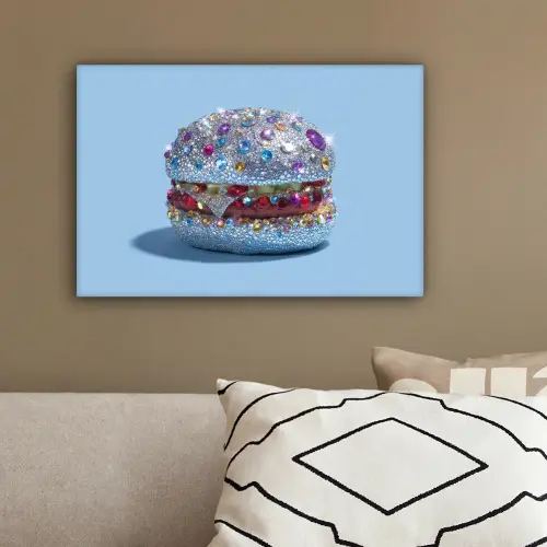 Glitters - Hamburger - Blauw canvas 2cm klein -sfeer3