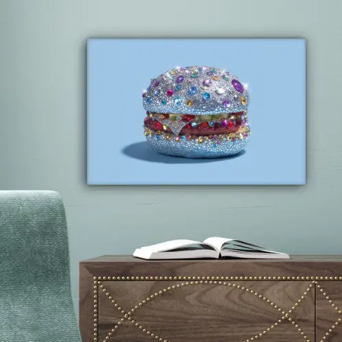 Glitters - Hamburger - Blauw canvas 2cm klein -sfeer4