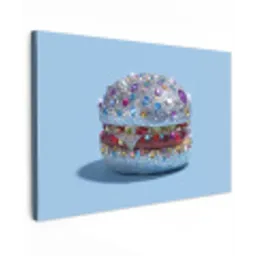 Glitters - Hamburger - Blauw canvas 2cm klein -z3d