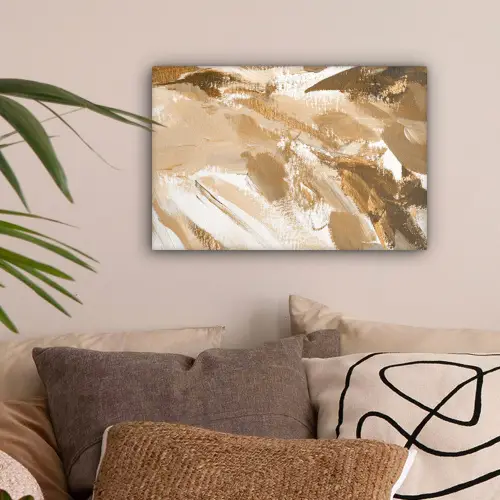 Goud - Beige - Abstract canvas 2cm klein -sfeer1