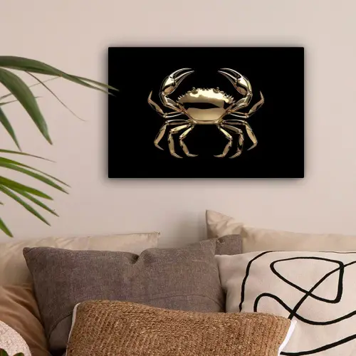 Goud - Krab - Dieren - Zwart canvas 2cm klein -sfeer1