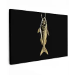 Goud - Vis - Haak - Zwart canvas 2cm klein -z3d