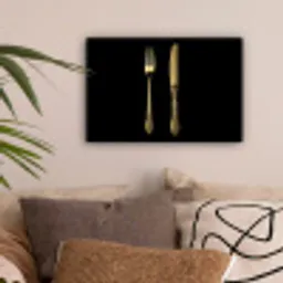 Goud - Vork - Mes canvas 2cm klein -sfeer1