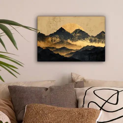 Gouden Bergen bij Maanlicht canvas 2cm klein -sfeer1