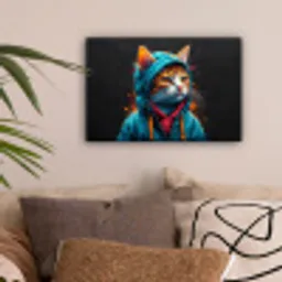 Graffiti - Kat - Zwart - Jas canvas 2cm klein -sfeer1