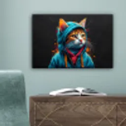 Graffiti - Kat - Zwart - Jas canvas 2cm klein -sfeer4