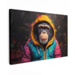 Graffiti - Chimpansee - Jas - Aap - Verf canvas 2cm klein -z3d
