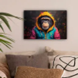 Graffiti - Chimpansee - Jas - Aap - Verf canvas 2cm klein -sfeer1