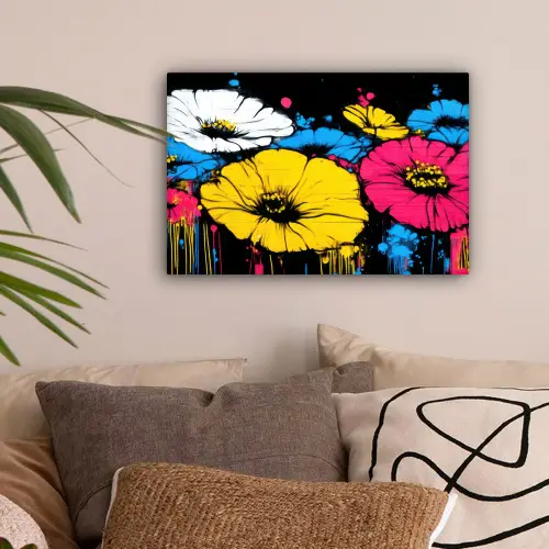 Graffiti - Bloemen - Kleur canvas 2cm klein -sfeer1