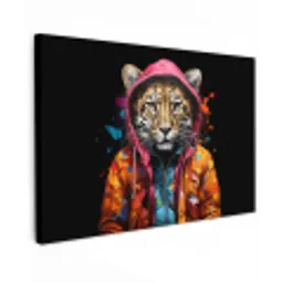Graffiti - Luipaard - Zwart - Jas canvas 2cm klein -z3d