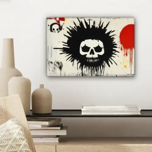 Graffiti - Schedel - Abstract - Rood canvas 2cm klein -sfeer6