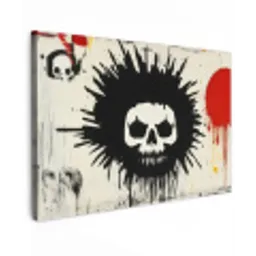 Graffiti - Schedel - Abstract - Rood canvas 2cm klein -z3d