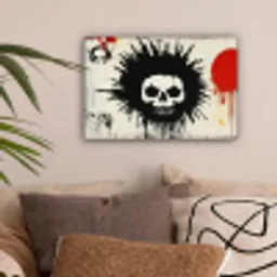 Graffiti - Schedel - Abstract - Rood canvas 2cm klein -sfeer1