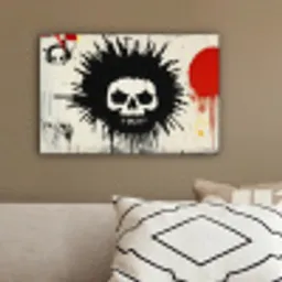 Graffiti - Schedel - Abstract - Rood canvas 2cm klein -sfeer3