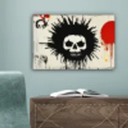 Graffiti - Schedel - Abstract - Rood canvas 2cm klein -sfeer4