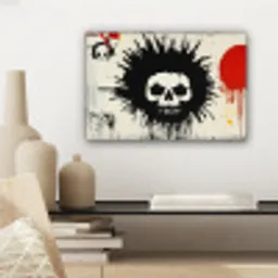 Graffiti - Schedel - Abstract - Rood canvas 2cm klein -sfeer6