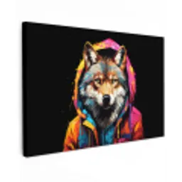 Graffiti - Wolf - Jas - Zwart canvas 2cm klein -z3d