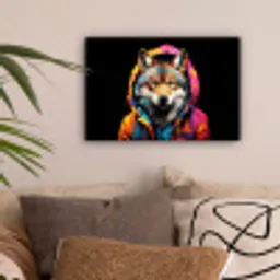 Graffiti - Wolf - Jas - Zwart canvas 2cm klein -sfeer1