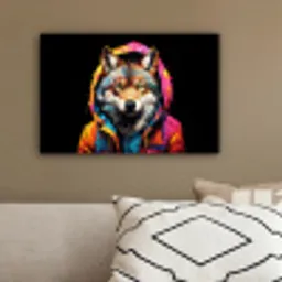 Graffiti - Wolf - Jas - Zwart canvas 2cm klein -sfeer3