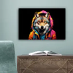 Graffiti - Wolf - Jas - Zwart canvas 2cm klein -sfeer4