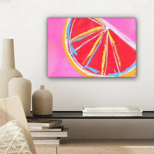 Grapefruit - Geschilderd - Roze - Strepen canvas 2cm klein -sfeer6