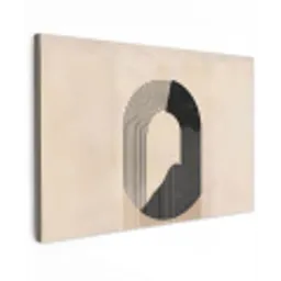 Grafisch gebogen motief - Beige canvas 2cm klein -z3d