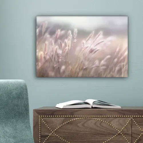 Graspluimen - Wind - Beige - Mistig canvas 2cm klein -sfeer4