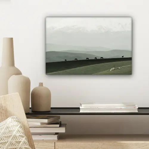 Grijs - Berg - Paarden canvas 2cm klein -sfeer6