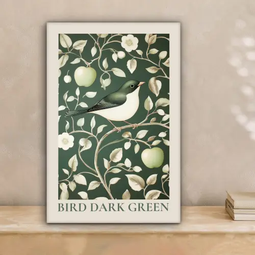 Groen - Vogel - Bloemen canvas 2cm klein -sfeer1