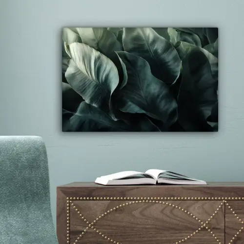 Groen - Bladeren - Glad - Nerven canvas 2cm klein -sfeer4