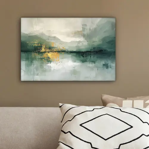Groen - Modern - Abstract - Goud canvas 2cm klein -sfeer3