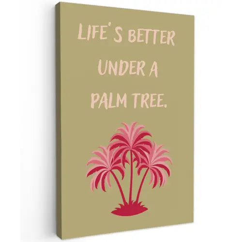 Groen - Zomer - Quote - Palmboom canvas 2cm klein -z3d