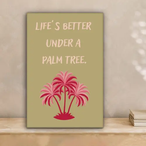 Groen - Zomer - Quote - Palmboom canvas 2cm klein -sfeer1