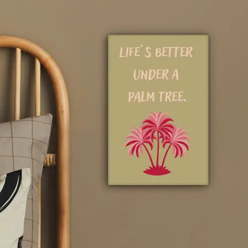 Groen - Zomer - Quote - Palmboom canvas 2cm klein -sfeer3