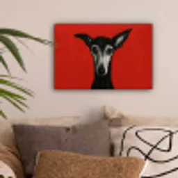 Windhond - Minimalistisch - Rood canvas 2cm klein -sfeer1