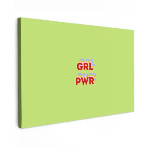Grl pwr - Groen - Rood - 3D canvas 2cm klein -z3d