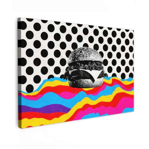 Hamburger - Stippen - Golven - Kleuren canvas 2cm klein -z3d