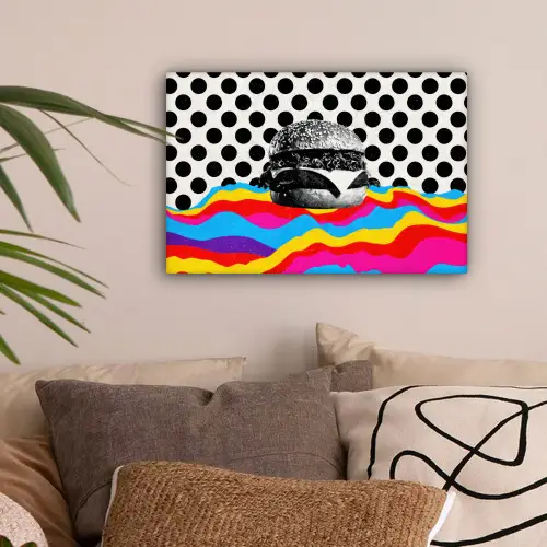 Hamburger - Stippen - Golven - Kleuren canvas 2cm klein -sfeer1
