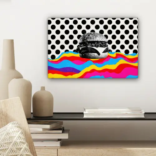 Hamburger - Stippen - Golven - Kleuren canvas 2cm klein -sfeer6