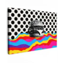 Hamburger - Stippen - Golven - Kleuren canvas 2cm klein -z3d