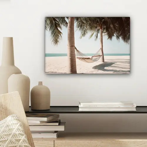 Hangmat - Palmbomen - Strand - Zee canvas 2cm klein -sfeer6