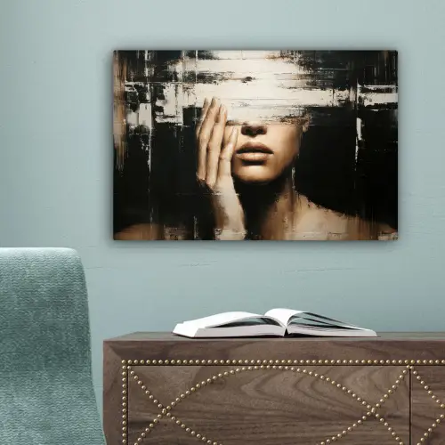 Hand - Gezicht - Strepen - Abstract canvas 2cm klein -sfeer4