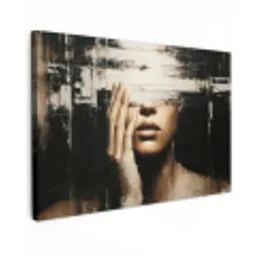 Hand - Gezicht - Strepen - Abstract canvas 2cm klein -z3d