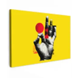 Hand - Rode cirkel - Geel canvas 2cm klein -z3d