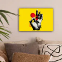 Hand - Rode cirkel - Geel canvas 2cm klein -sfeer1