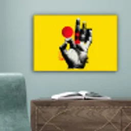 Hand - Rode cirkel - Geel canvas 2cm klein -sfeer4