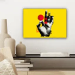 Hand - Rode cirkel - Geel canvas 2cm klein -sfeer6