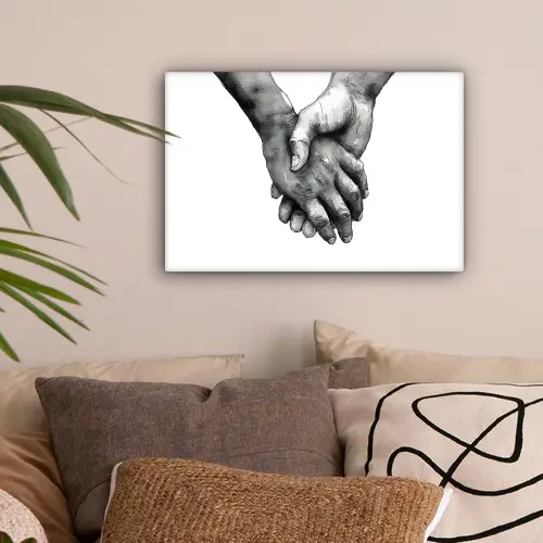 Handen - Zwart - Modern - Kunst canvas 2cm klein -sfeer1