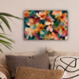 Harmonieus - Abstracte bloemen - Warme tinten canvas 2cm klein -sfeer1